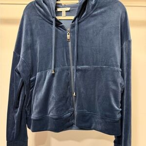 Blue Velour Zip-Up Track suit